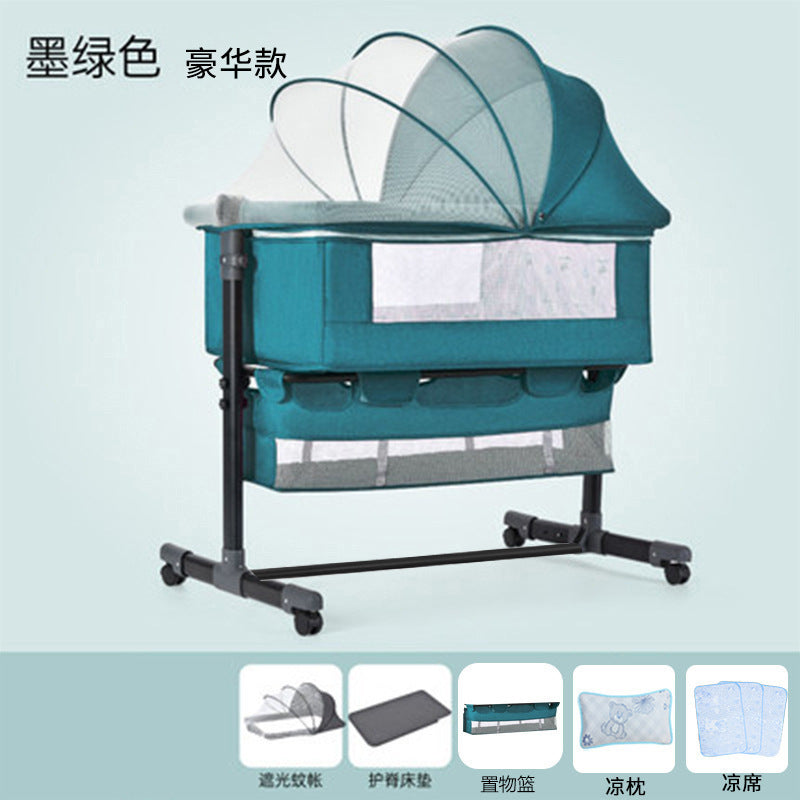 Baby crib newborn bed splicing large bed baby rocking bed bb children's bed cradle bed multifunctional movable foldable