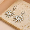 Golden sun necklace wholesale european and american cross-border hollow pendant earrings niche high-end spiral jewelry ring for women