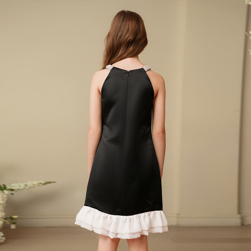 Girls' beaded tulle dress - new summer collection: korean style, ruffle trim, ready to ship