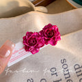 New rose red resin flower earrings - minimalist, sweet, elegant, and luxurious. versatile stud earrings for women - wholesale