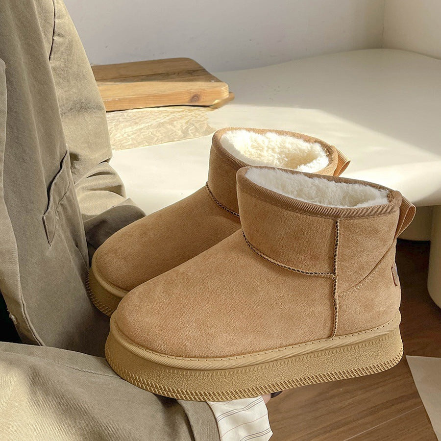 Snow boots for women 2026new arrivalwinterthick sole birkenstock cotton shoes fleece-linedthickened short boots non-slipheattechnortheast