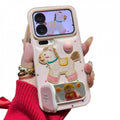 Pink pony leather pattern bread shell suitable for apple 17 mobile phone case pink women's iphone16 stand new year case