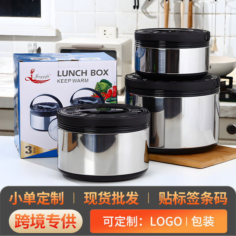 Takeaway insulated rice bucket for office workers with soup and rice portable fresh satchel pot stainless steel three-piece set processing personalized