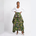 European and american cross-border women's fashion:  summer new arrivals - high-waisted, irregular a-line printed midi skirt
