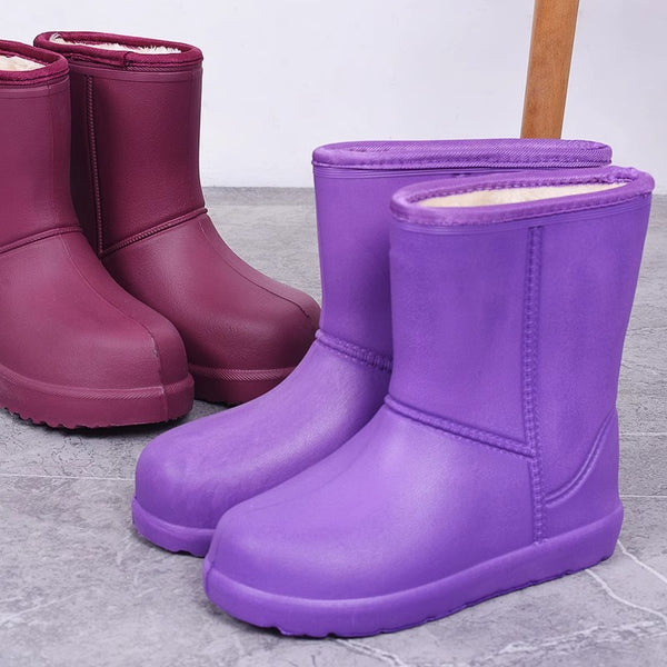 Women's winter 2024 new non-slip velvet warm Korean version short boots men's and women's flat-bottomed cotton shoes waterproof snow boots