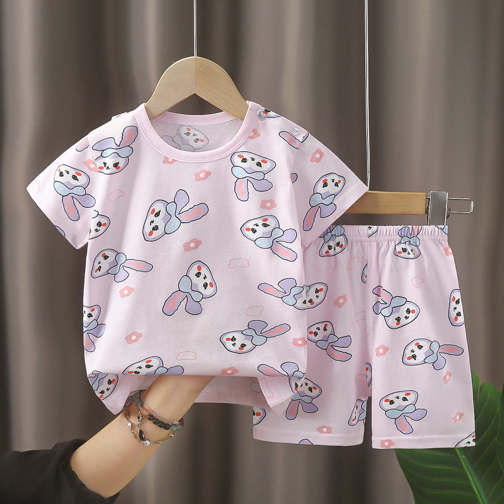 Kids' short-sleeve and shorts set - toddler & children's summer pure cotton underwear - boys' & girls' crew neck t-shirt