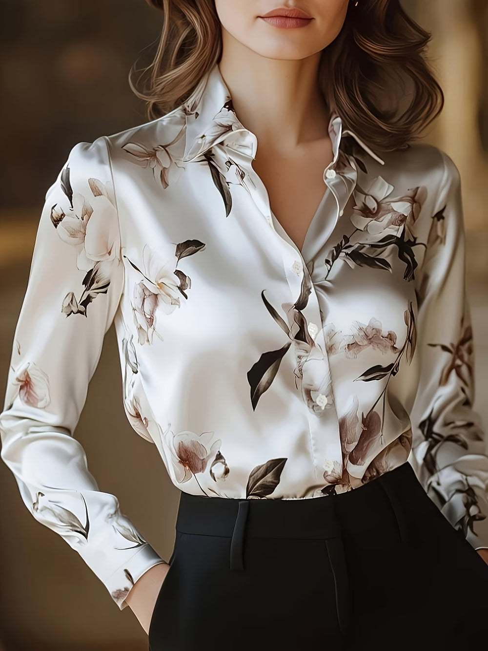 wholesale women's long-sleeved shirts, trendy all-season shirts with popular cross-border print designs, dropshipping available
