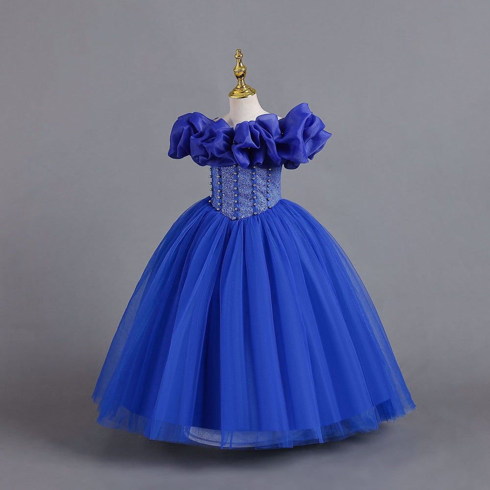 Export ready-made one shoulder kids dress strap princess dress female flower girl christmas dress kids dress