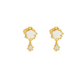 18k gold plated french rose flower earrings - women's zircon tassel dangle earrings - unique european and american style accessories
