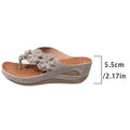 Export cross-border plus size wedge thick bottom sandals women's outer wear flip-flops flower casual beach roman flip-flops