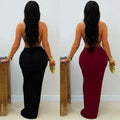 C7572 cross-border   fashion women's sexy slim-fit solid color tie-up sleeveless dress