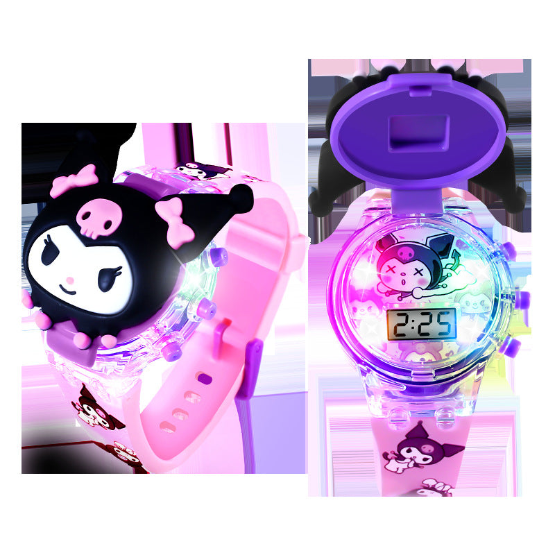 Kids' cartoon watch toy - musical, light-up electronic watch with flashing lights - kuromi toy - gift for boys and girls - perfect for kindergarten