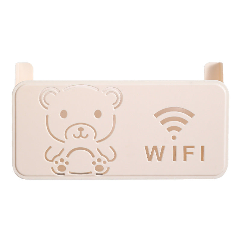 Wireless router storage box bear decoration punch-free concealed box set-top box bracket wifi wall-mounted storage rack