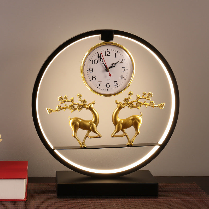 Creative stylish table lamp bedroom bedside lamp clock ornament remote control usb multi-function deer touch lamp