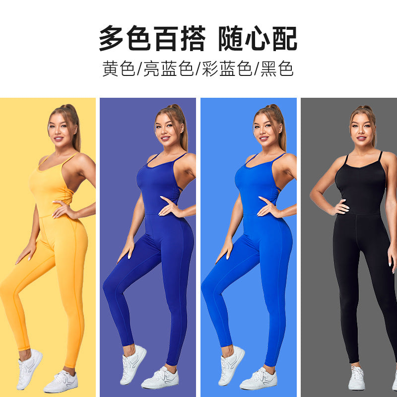 Influencer-style criss-cross strap bodysuit yoga outfit - sexy, quick-dry, full body workout suit for women - butt-lifting aerial yoga apparel