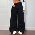 e-commerce  us & european design bow tie workwear style jeans women's casual straight-leg pants wide-leg pants