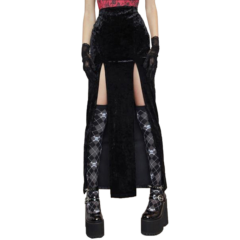 fall/winter new arrivals: export-quality european & american streetwear - rock 'n' roll sexy slit midi skirt for halloween