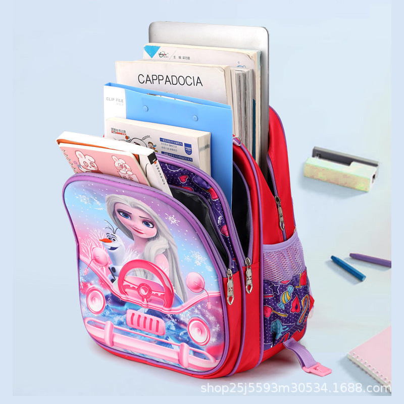 New  primary school students tie rod schoolbag 1-6 grades boys and girls backpack lunch bag cartoon children's bag