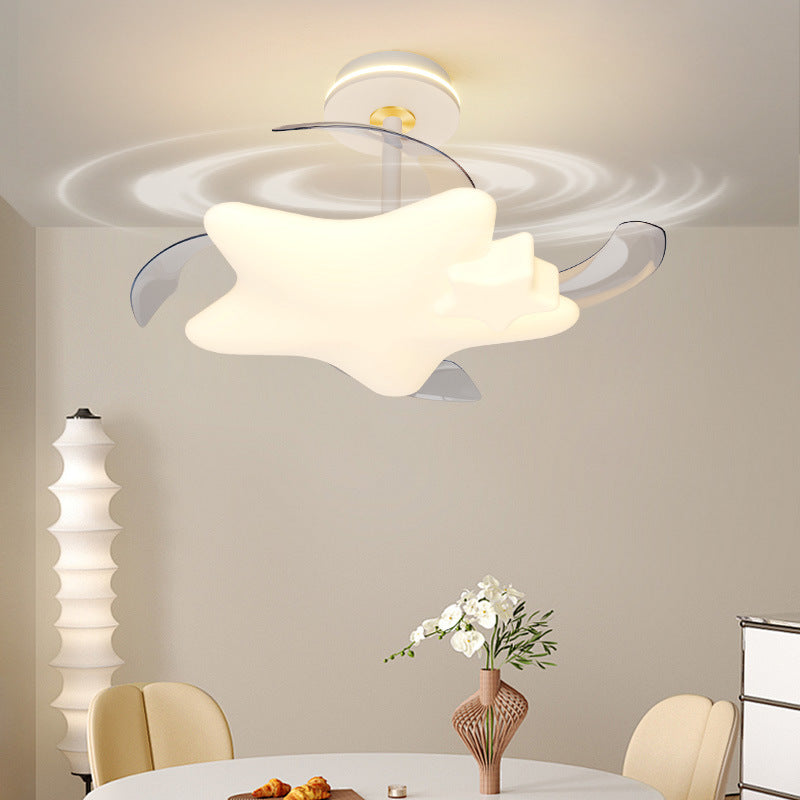 [Strict Selection] Ceiling Fan Light Cream Wind New Room Fan Light Simple Modern Bubble Dining Table Chandelier