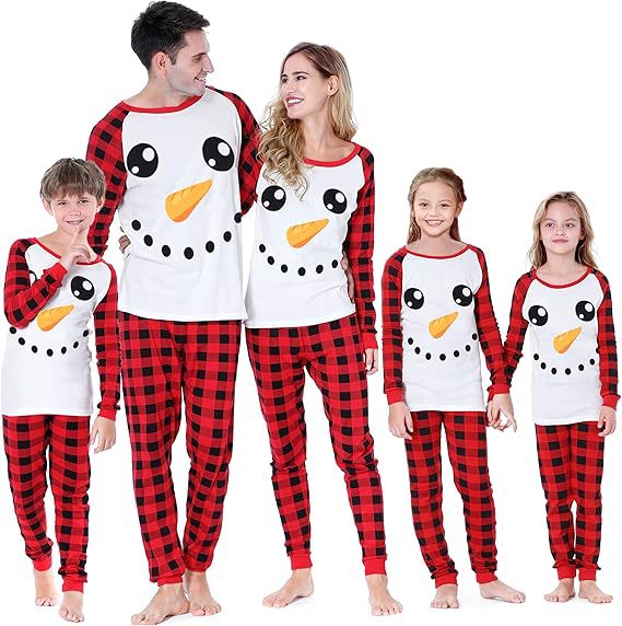 Ready-to-ship  cotton christmas pajamas - european & american style reindeer solid color print long sleeve family matching set