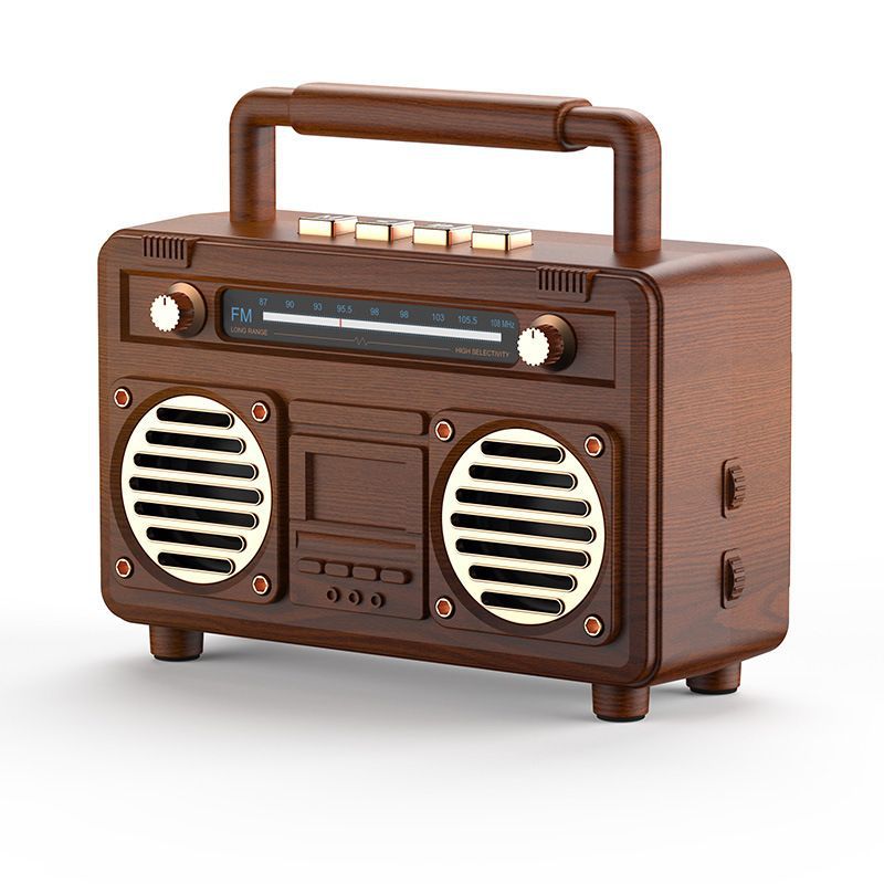 New retro bluetooth speaker - super loud volume, small home audio system with 9d surround sound, deep bass, and card slot - nostalgic sound