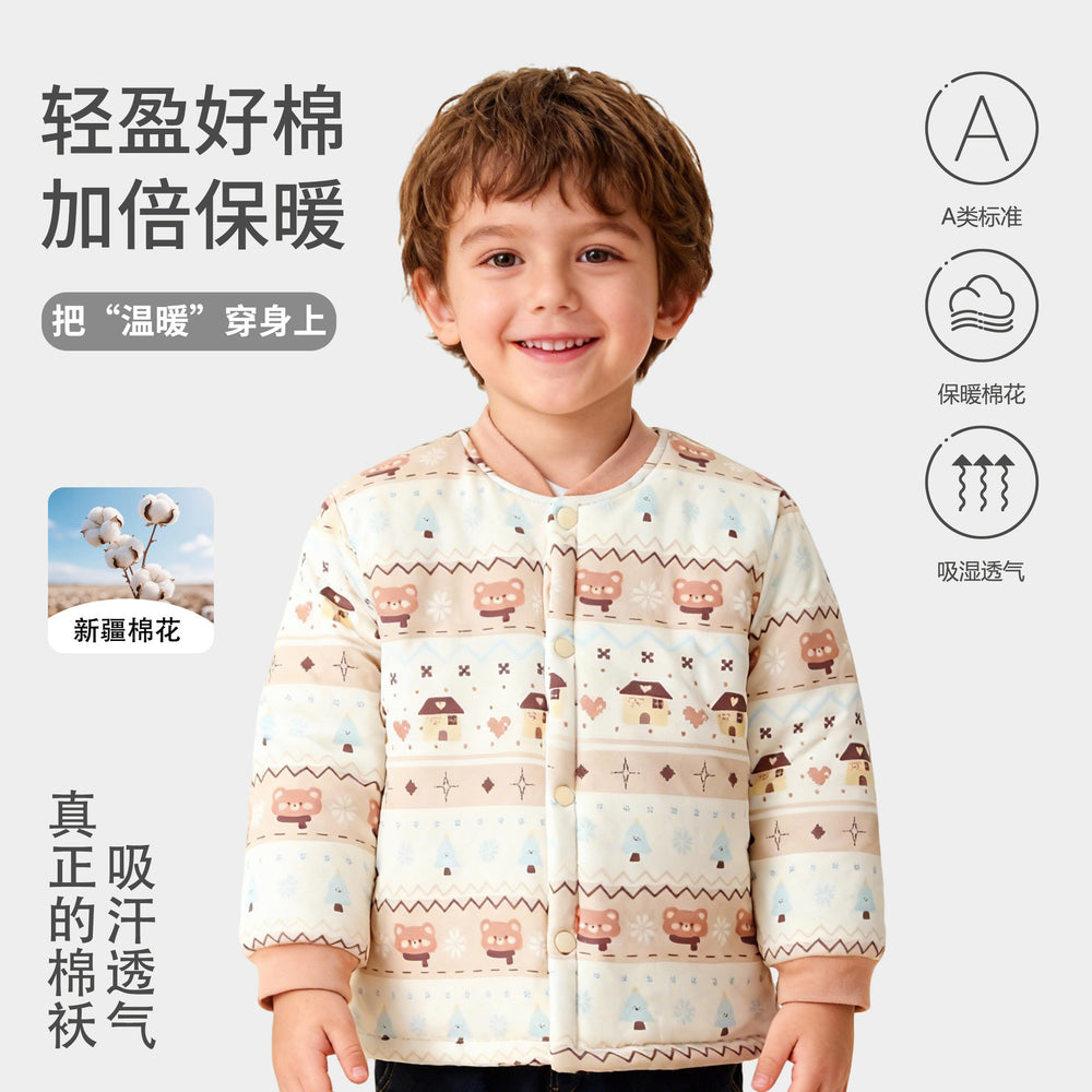 [added layer of 100% cotton] baby cotton-padded jacket winter outer wear for boys and girls heattechtopskids cotton-padded jacket cotton outwear