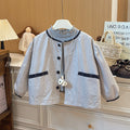 New girls' floral trimmed jacket - versatile, korean style, casual, fashionable, and stylish pure cotton outerwear for baby girls