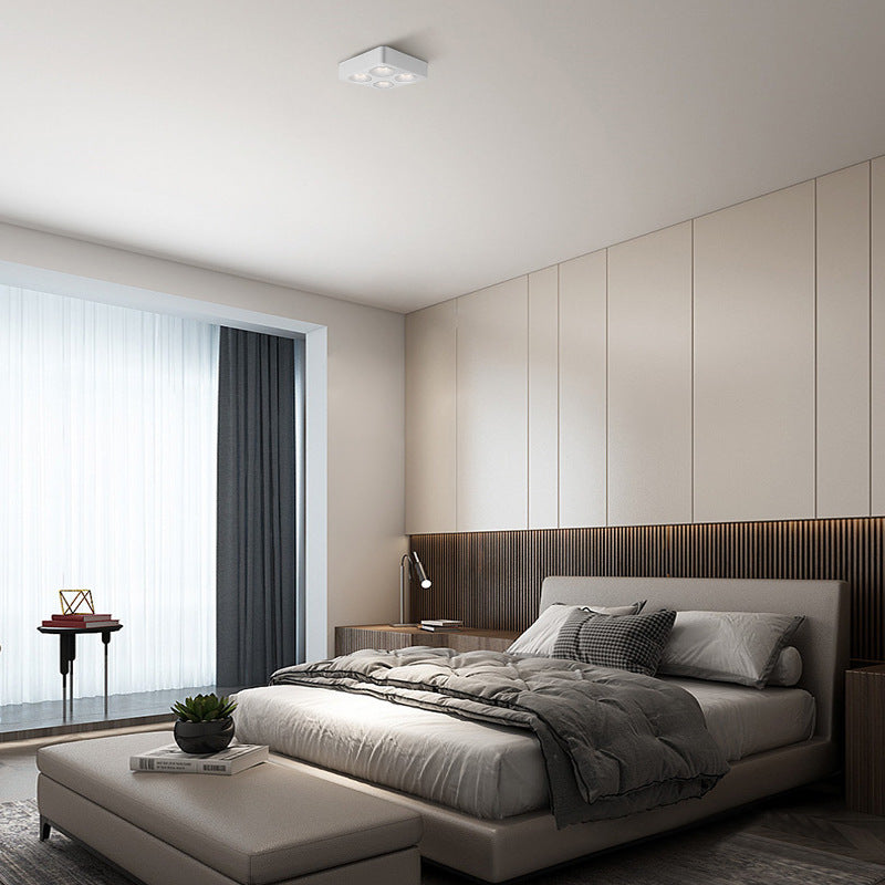 Full spectrum four-headed square ultra-thin surface mounted spotlights simple living room without main light lighting deep anti-glare led gall light