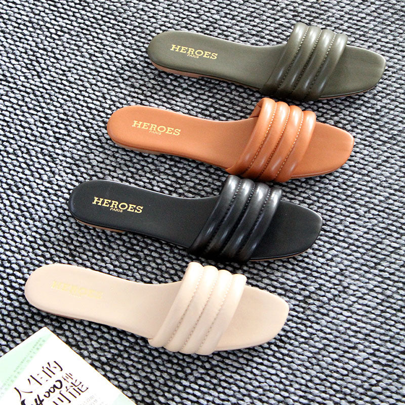 Yiwu stall direct sales large size summer beach women's slippers flat bottom non-slip handmade multi-color shoes Slippers