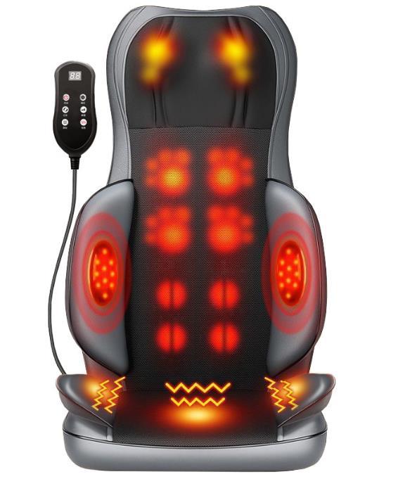 Full body multifunctional kneading cervical massager - neck, waist, back, and hip car massage cushion with infrared therapy