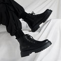 Side zipper martin boots 2026 spring new black height increasing thick sole british style motorcycle high top leather shoes workwear shoes