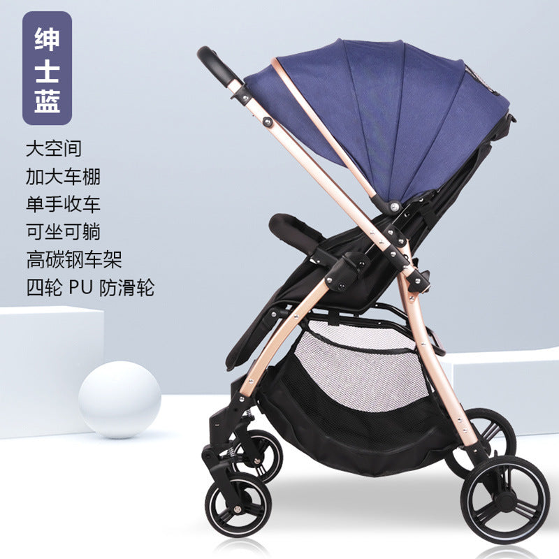 Baby stroller - convertible reclining, lightweight, foldable, portable, 2-way push