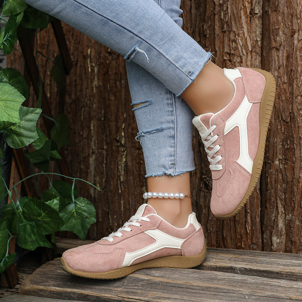 Casualretro soft bottom german training shoes for women 2026 summernew arrivaleasiest for matchthick sole sneakers color matching tie backwhite shoes