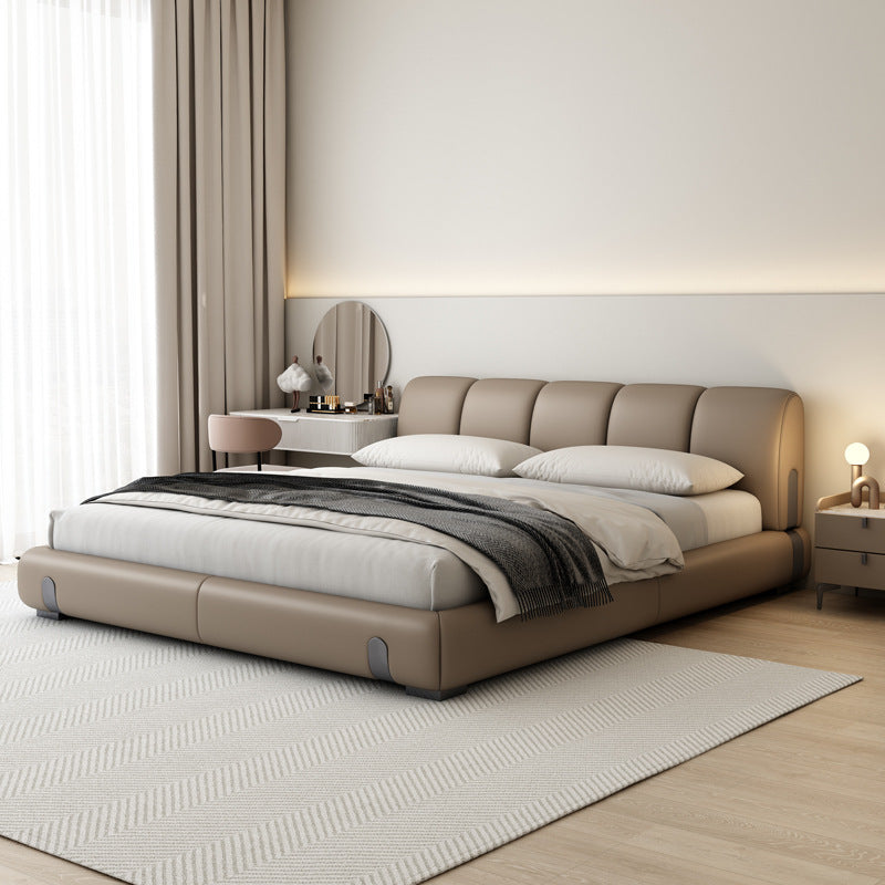 Italian normcore genuine leather bed dune master bedroom double bed modern casual double popular model 1.8m wedding bed leather art