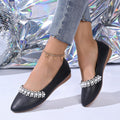 export plus size casual flats women's  spring pointed toe comfortable rhinestone low heel flat shoes wholesale