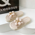 Fashionable and luxurious women's slippers: thickened, floral-embellished, indoor/outdoor, bathroom, anti-slip, summer korean style