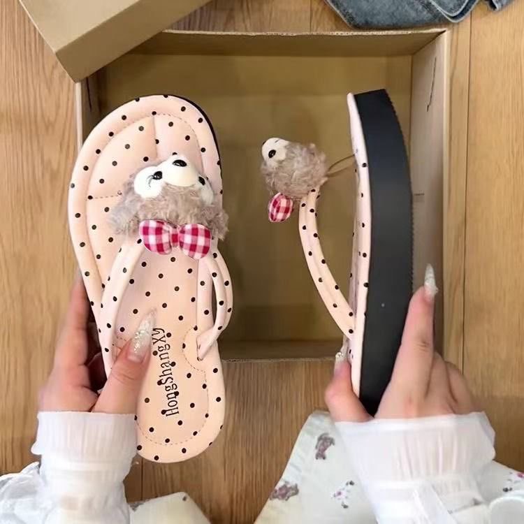 2026 new summer non-slip polka dot flip-flops - women's fashionable flat sandals, perfect for vacation, beach, and everyday wear