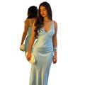 Amazon women's clothing  new arrival: elegant, luxurious, and sexy camisole maxi dress - deep v-neck, slim fit, open back