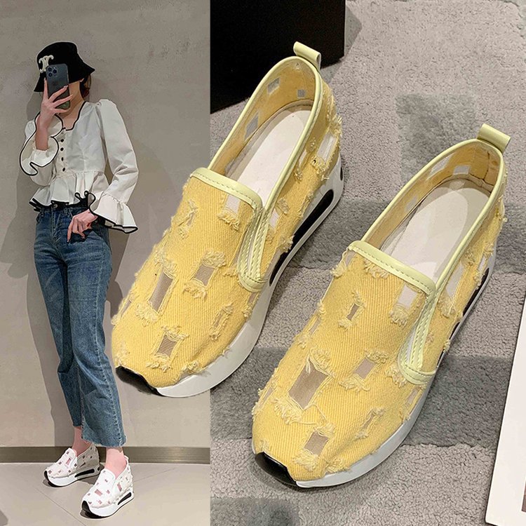 women's fashion flat heel hidden wedge mesh breathable casual flats - supports cross-border platforms and dropshipping