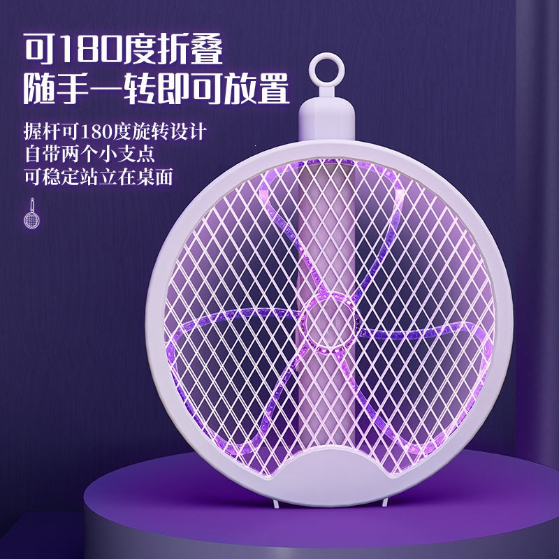 Electric mosquito swatter foldable mosquito killer lamp automatic mosquito trap home rechargeable lithium battery powerful 2-in-1 mosquito swatter fly swatter