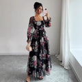 new arrival: elegant chiffon long-sleeve printed pleated dress - perfect for independent stores, , , and