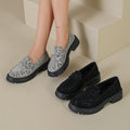Wholesale women's chunky sole leopard print loafers -  spring/autumn new collection, british style, color block, round toe, plus size