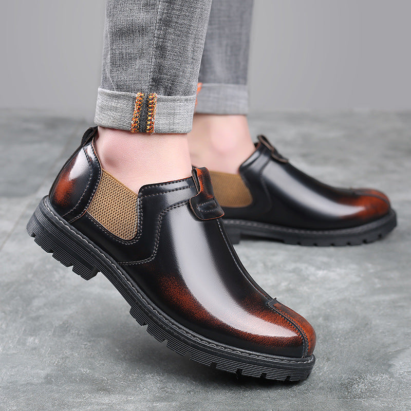 Casual men's shoes 2021 spring british workwear trendy shoes men's boots soft surface big toe men's shoes retro leather shoes