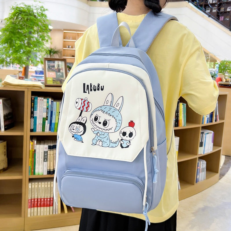 Large-capacity schoolbag four-piece backpack, primary and secondary school student schoolbag, Japanese cute high-value girl backpack