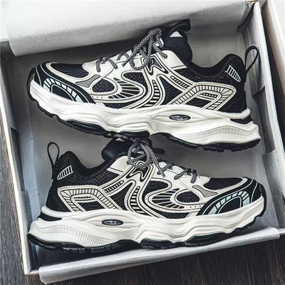 2025 spring men's new breathable mesh sneakers - trendy, versatile chunky sole athletic casual dad shoes