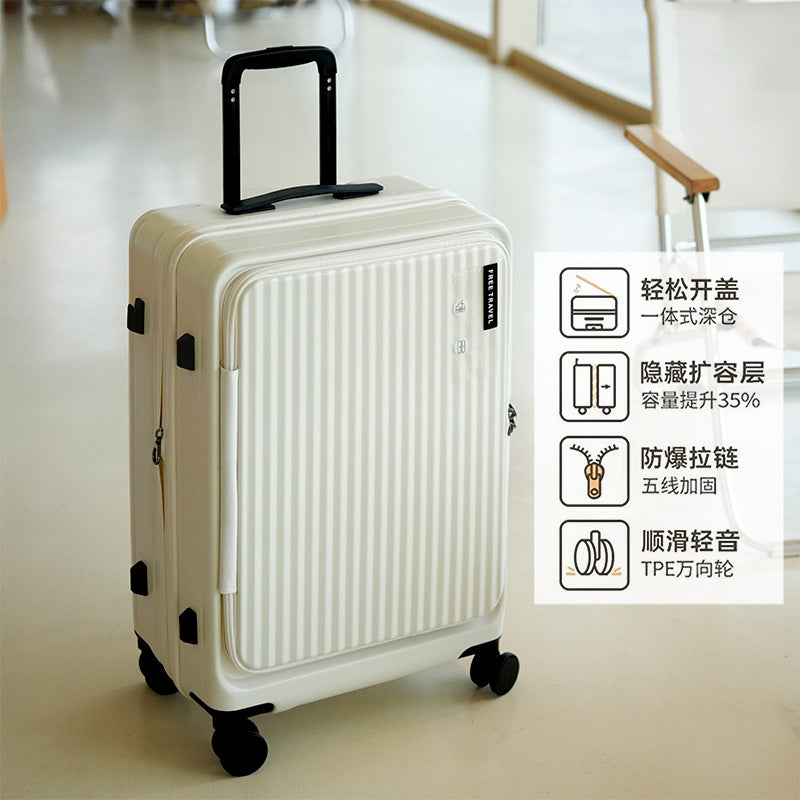 New front open suitcase women's 20-inch small boarding case 24-inch anti-drop trolley case travel bag password case