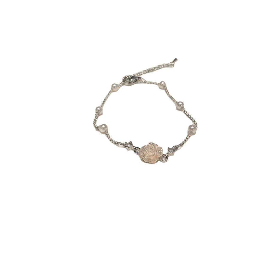 Korean style pearl camellia flower bracelet - women's lightweight luxury, niche, exquisite, high-end, versatile jewelry - wholesale trendy accessories