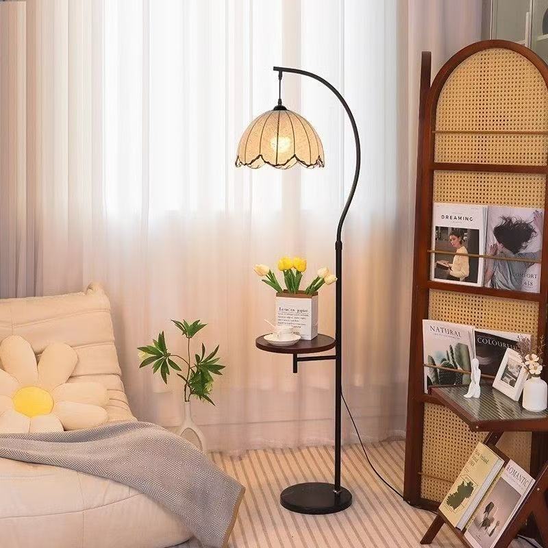 Medieval style floor lamp atmosphere shelf living room sofa decoration bedroom bedside all-in-one table lamp study room new arrival