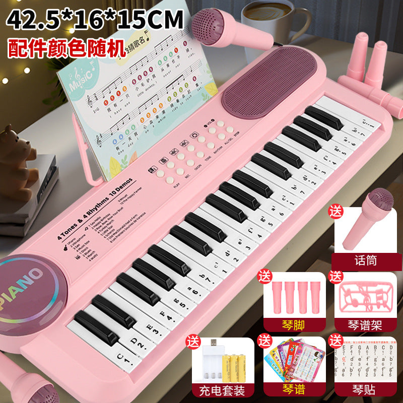 37-key digital piano with microphone, multi-functional educational early learning music piano for kids, beginner-friendly playable toy