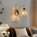 Postmodern zhongshan bedroom bedside lamp aisle accessible luxury crystal corridor wall lamp living room study stairwell lamp